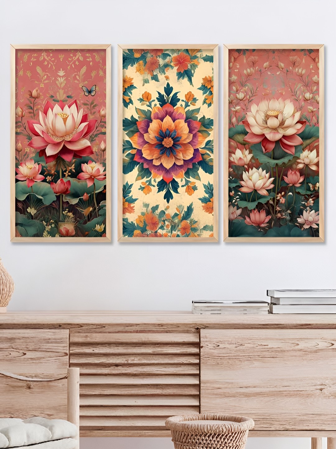 

Kotart Brown & Blue 3 Pieces Floral and Botanical Wooden Wall Paintings