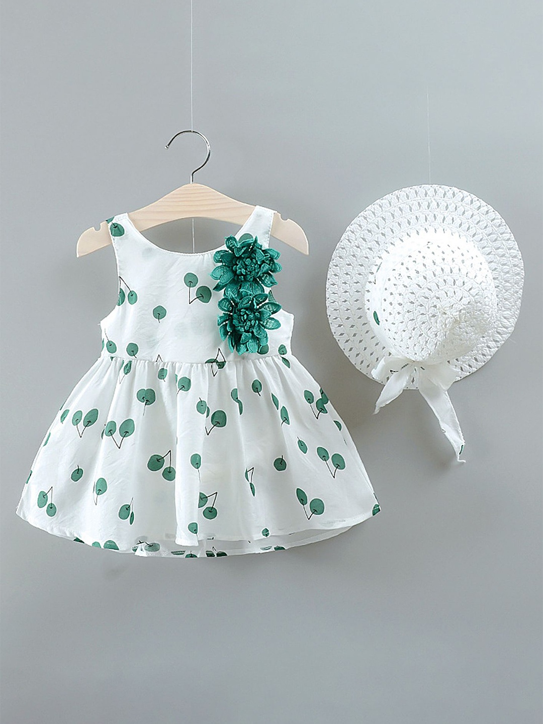

LULU & SKY Girls Polka Dots Printed Fit & Flare Dress, Green