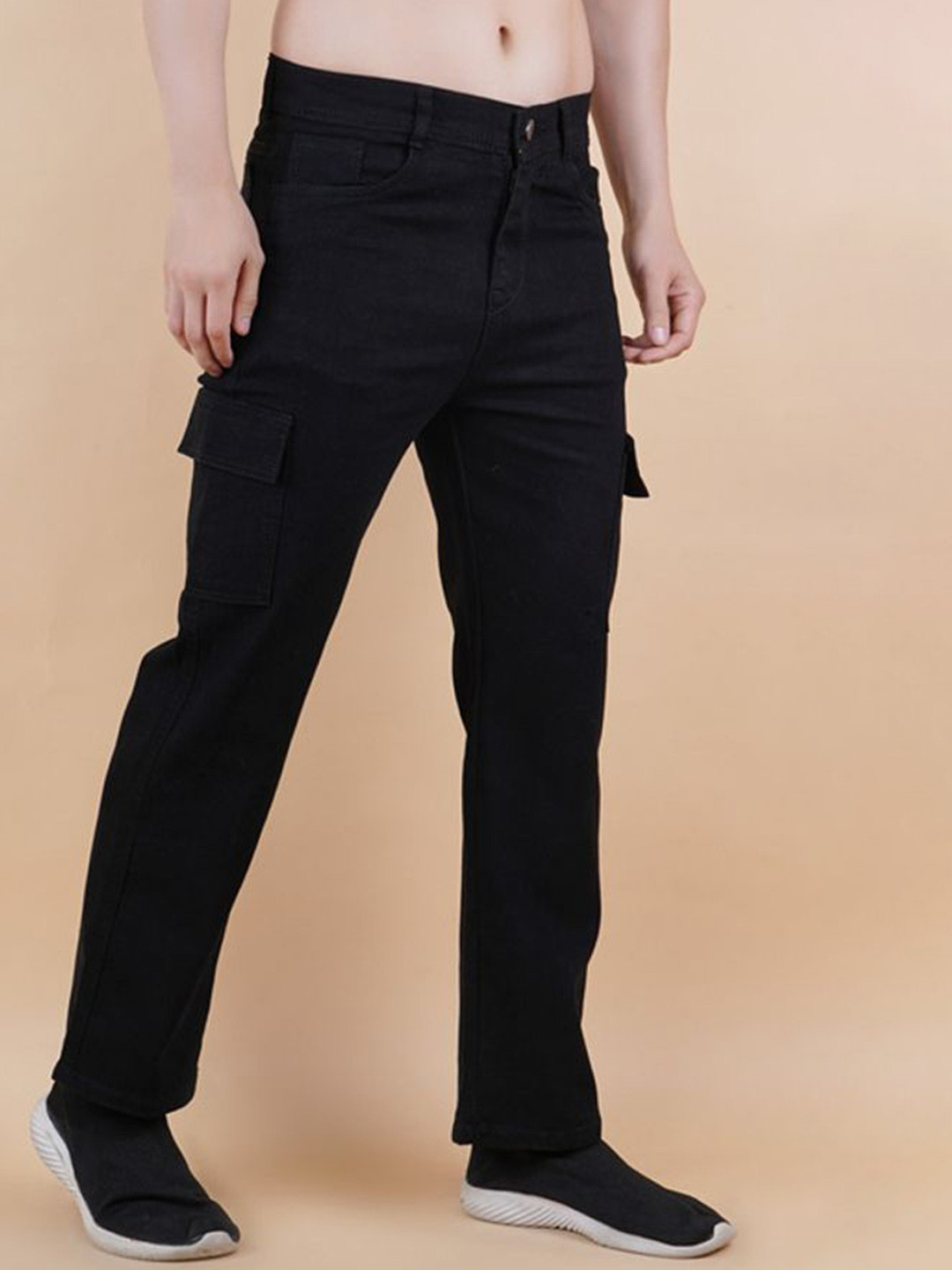 

LINARIA Men Classic Slim Fit Stretchable Cargo Styles Jeans, Black
