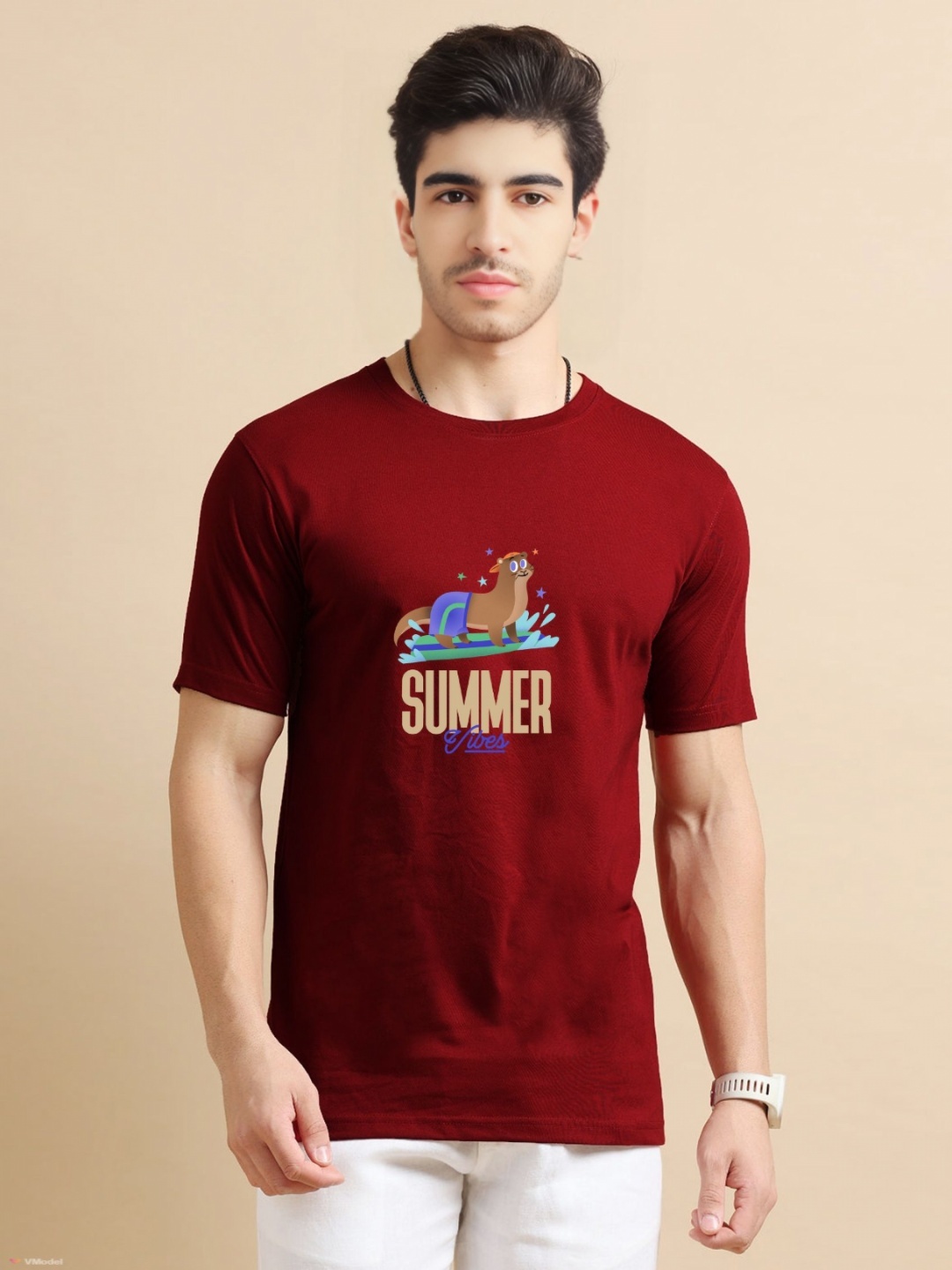 

Enciger Men Printed Applique T-shirt, Maroon