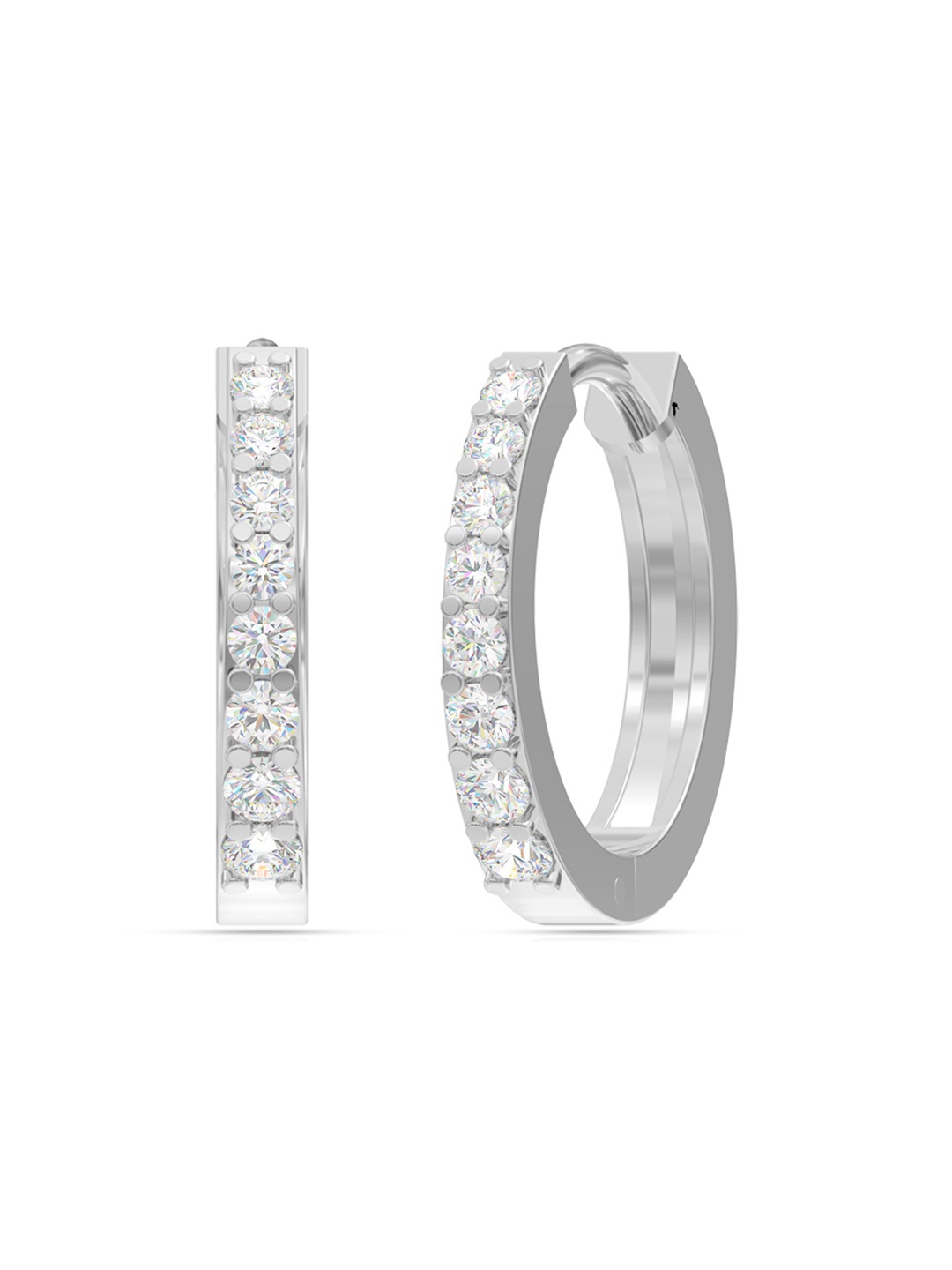 

ANAYRA 925 Sterling Silver-Plated Artificial Stone Studded Circular Hoops Earrings
