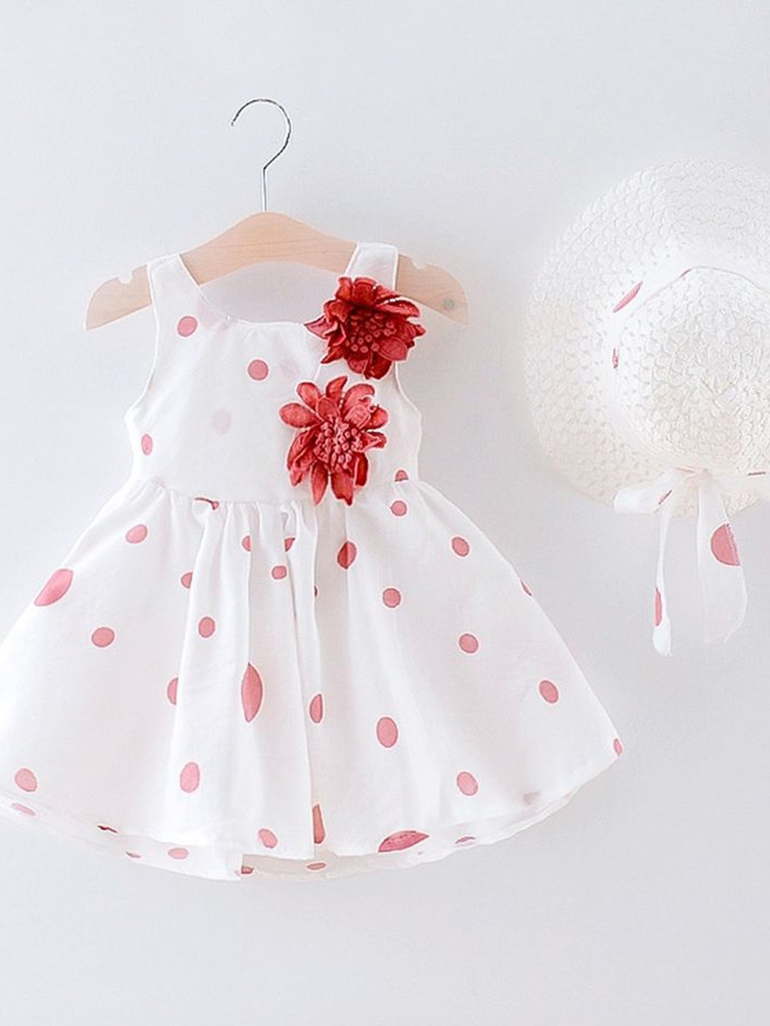 

LULU & SKYPolka Dots Print Fit & Flare Dress, Pink