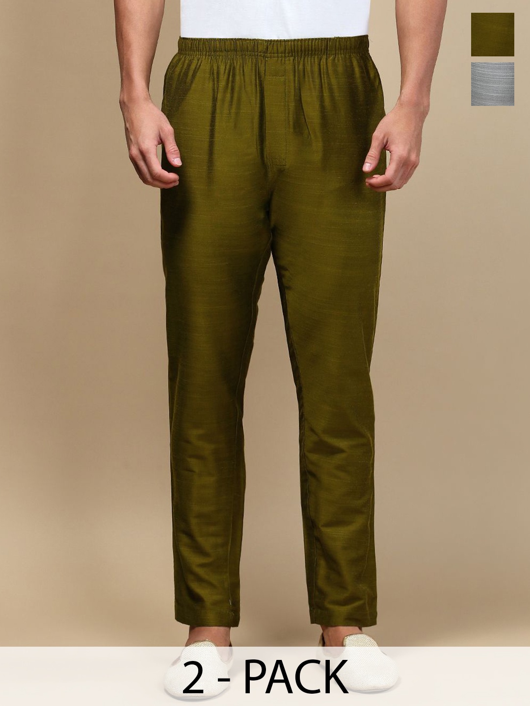 

WHITE HEART Men Pack Of 2 Mid-Rise Pyjamas, Green