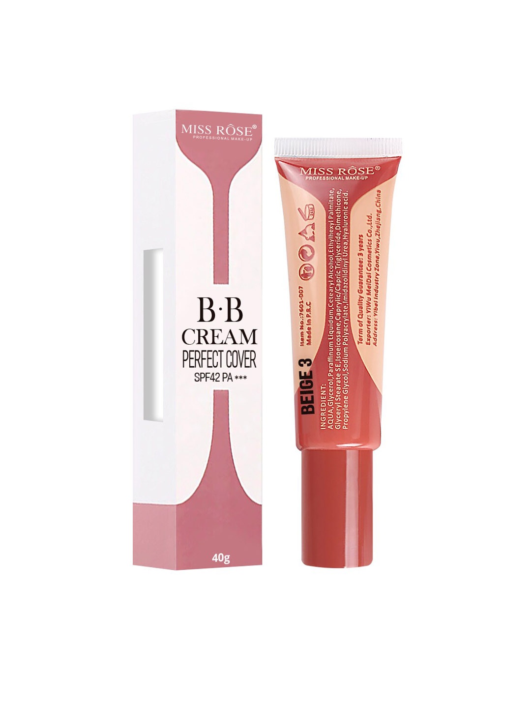 

MISS ROSE Perfect Cover BB Cream SPF 42 #Beige 03 - 40 g, Beige