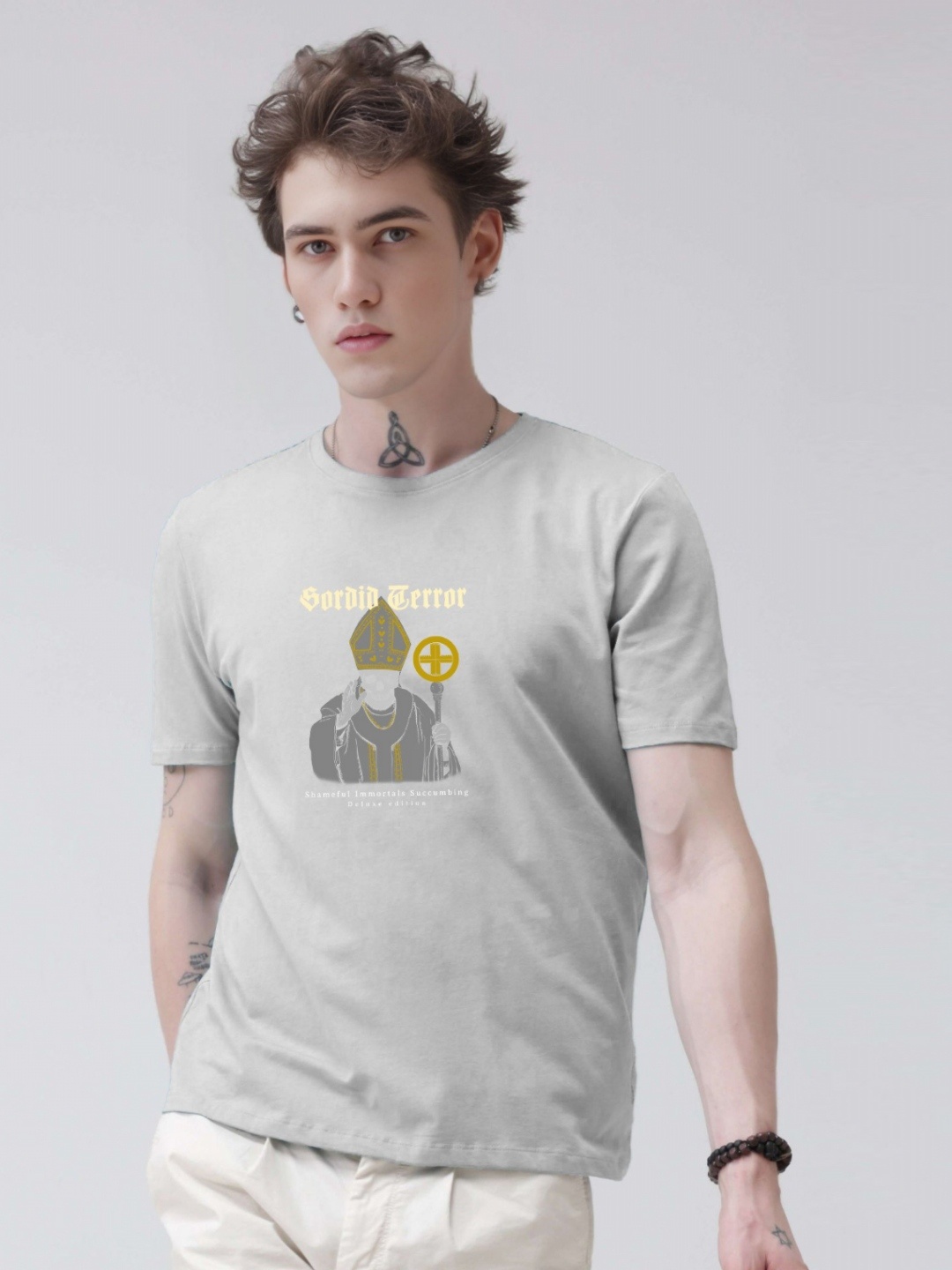 

Enciger Men Printed Applique T-shirt, Grey