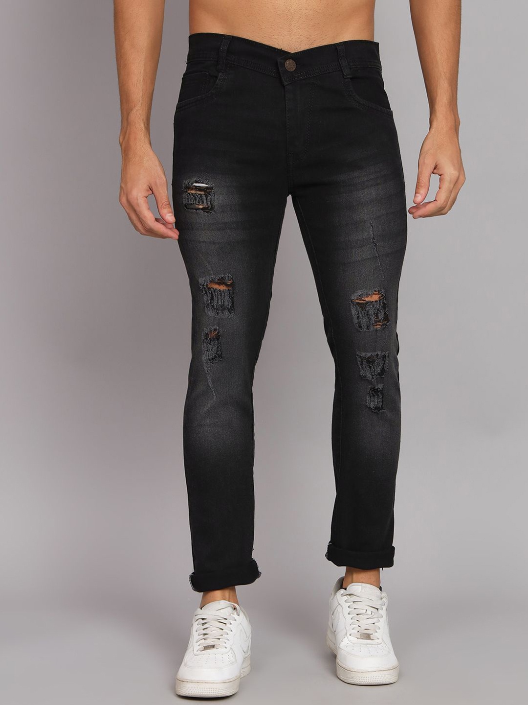 

LINARIA Men Classic Slim Fit Mildly Distressed Light Fade Jeans, Grey