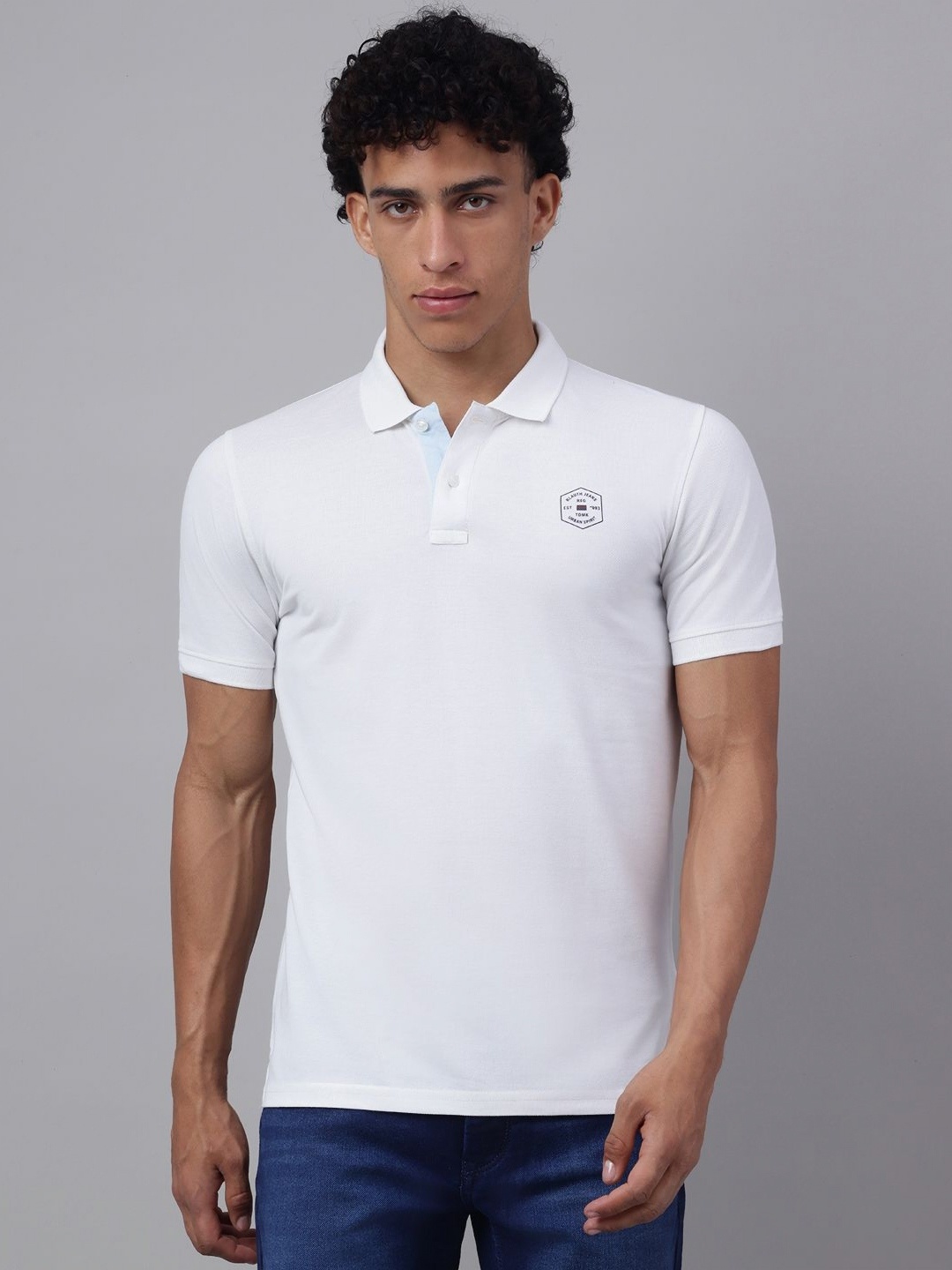 

Richlook Men Polo Collar T-shirt, White