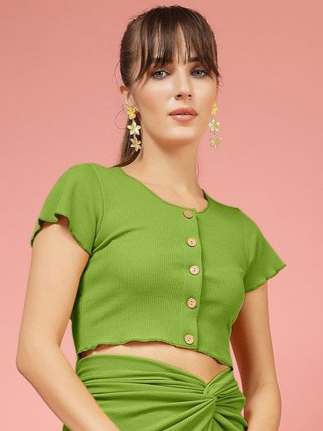

DressBerry Women Fitted Crop Top, Green