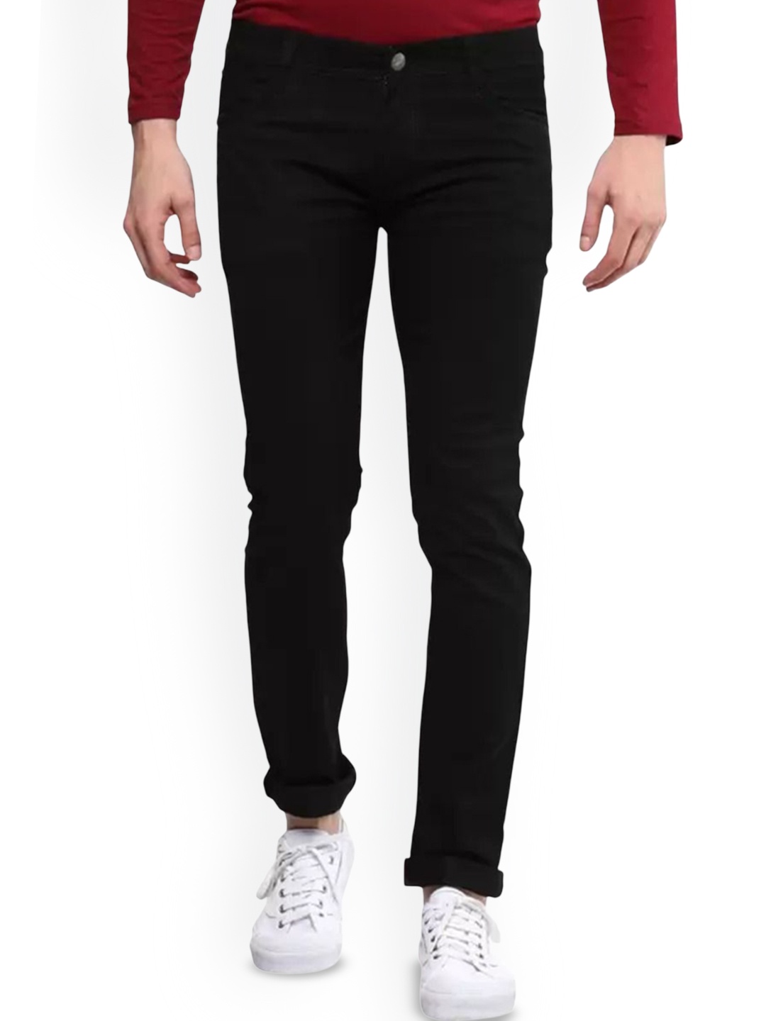 

LINARIA Men Classic Regular Fit Mid-Rise Clean Look Stretchable Jeans, Black