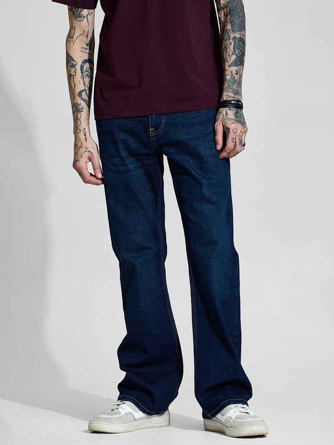 

Snitch Men Bootcut Stretchable Jeans, Navy blue