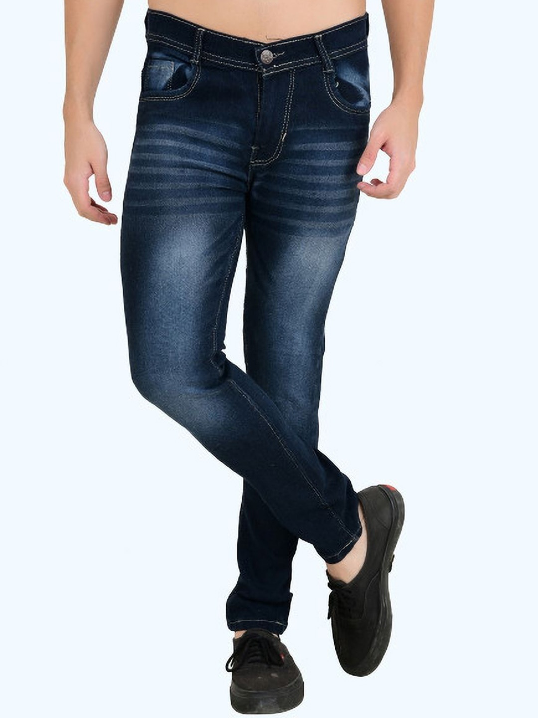 

LINARIA Men Classic Slim Fit Mid-Rise Heavy Fade Jeans, Blue