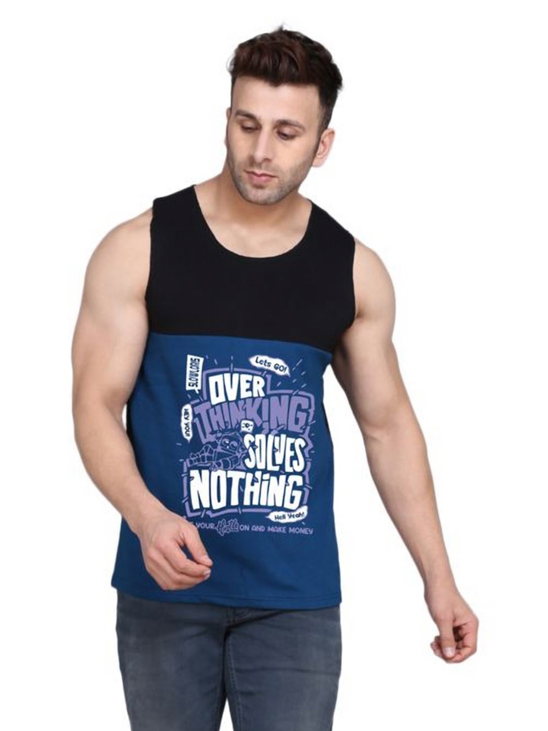 

SLOWLORIS Men Typography Printed Applique Slim Fit T-shirt, Black