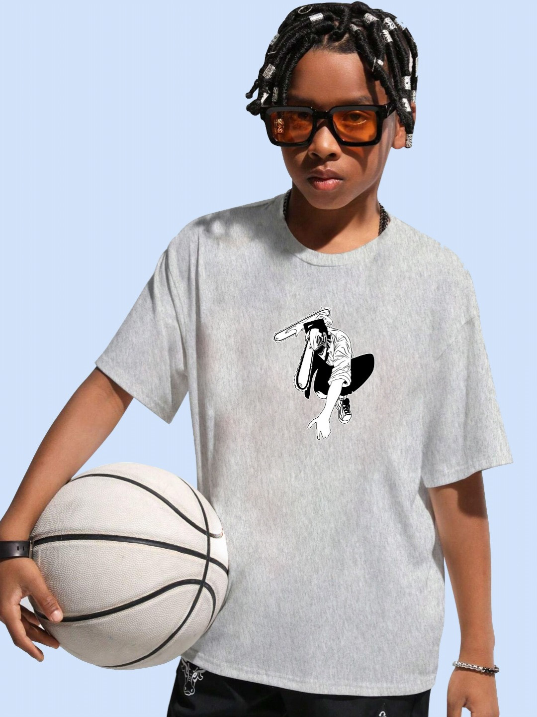 

LOCAVESTIR Boys Printed T-shirt, Grey