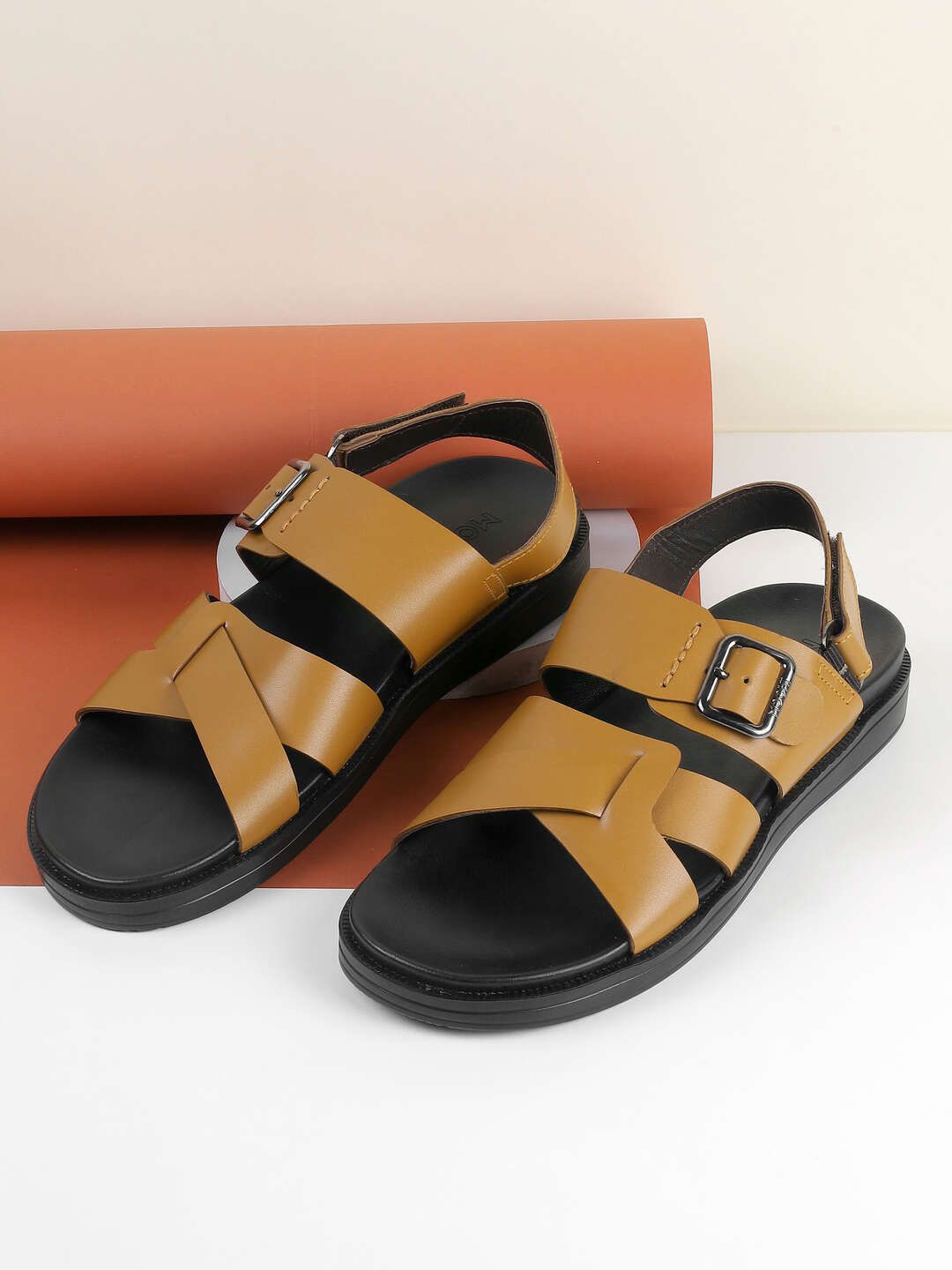 

Mochi Men Leather Comfort Sandals, Yellow