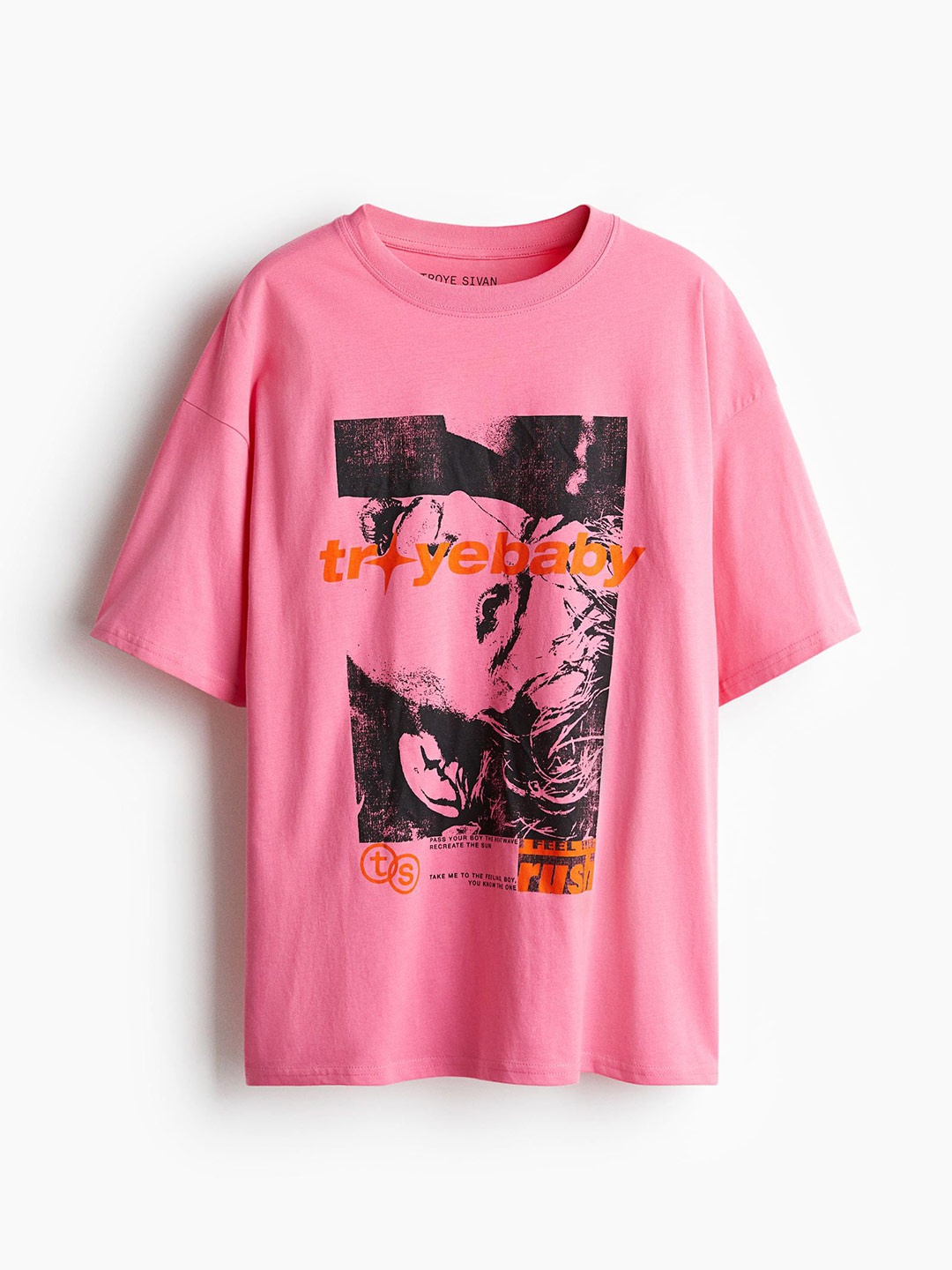 

H&M Oversized Printed T-shirt, Pink