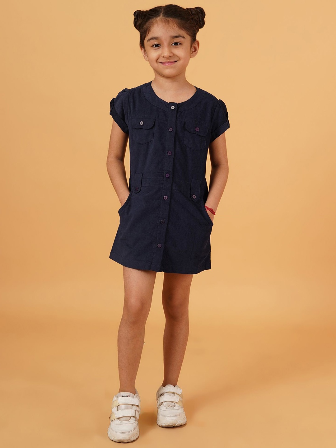 

Creative Kids Girls Cotton Fit & Flare Mini Dress, Navy blue