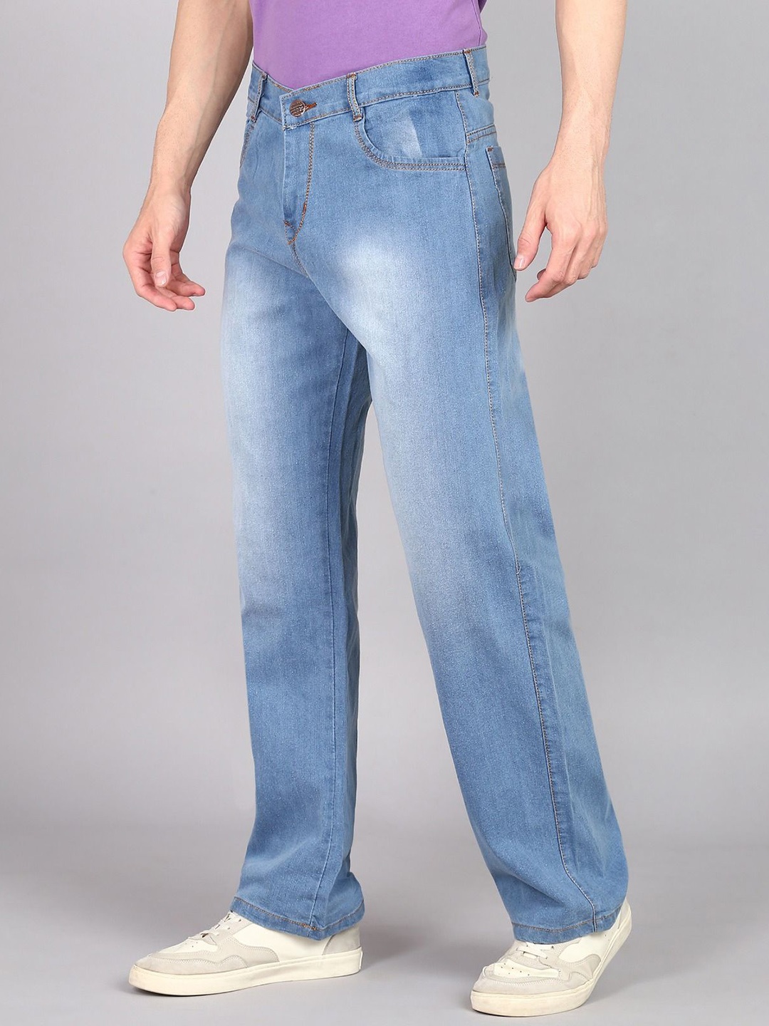 

LINARIA Men Classic Boyfriend Fit Heavy Fade Cotton Jeans, Blue