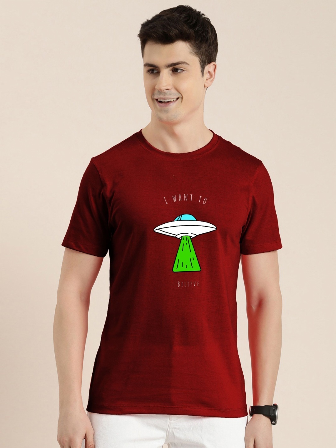 

Enciger Men Printed Applique T-shirt, Maroon