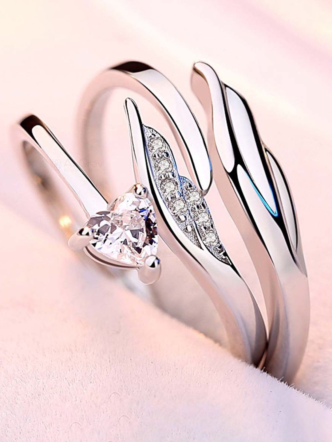 

AGARWALPRODUCT Set Of 2 Silver Plated Couple Finger Rings Adjustable Ring