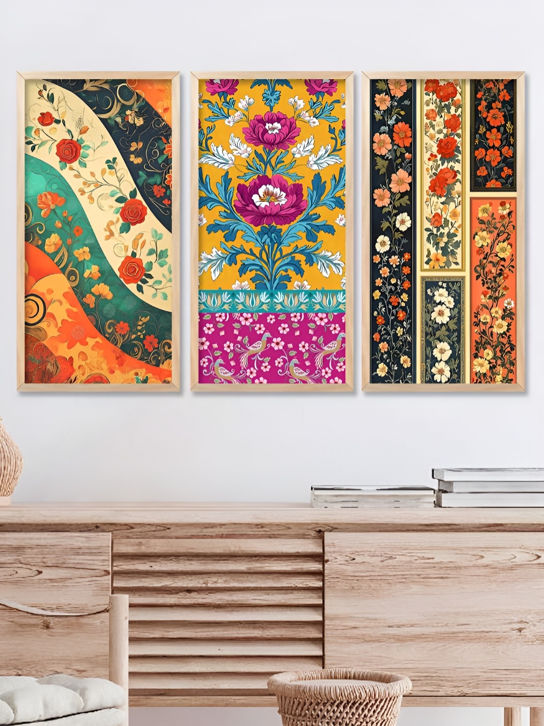 

Kotart Brown & Yellow 3 Pieces Floral and Botanical Wooden Wall Paintings