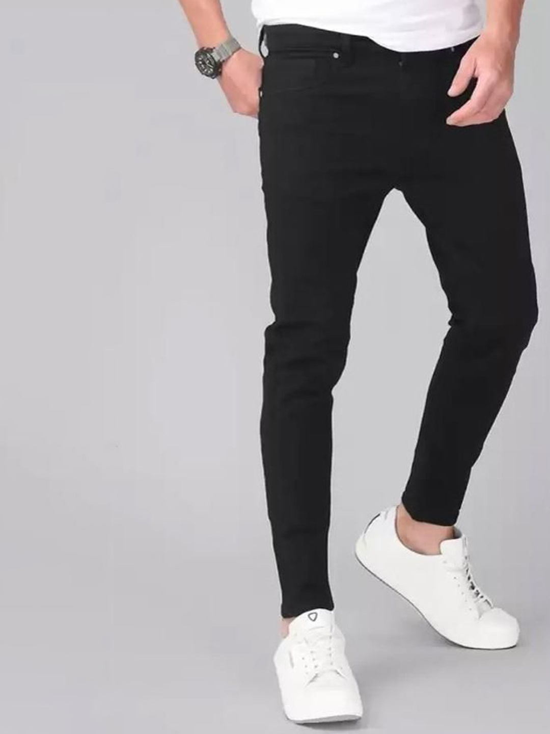

LINARIA Men Classic Regular Fit Cotton Jeans, Black