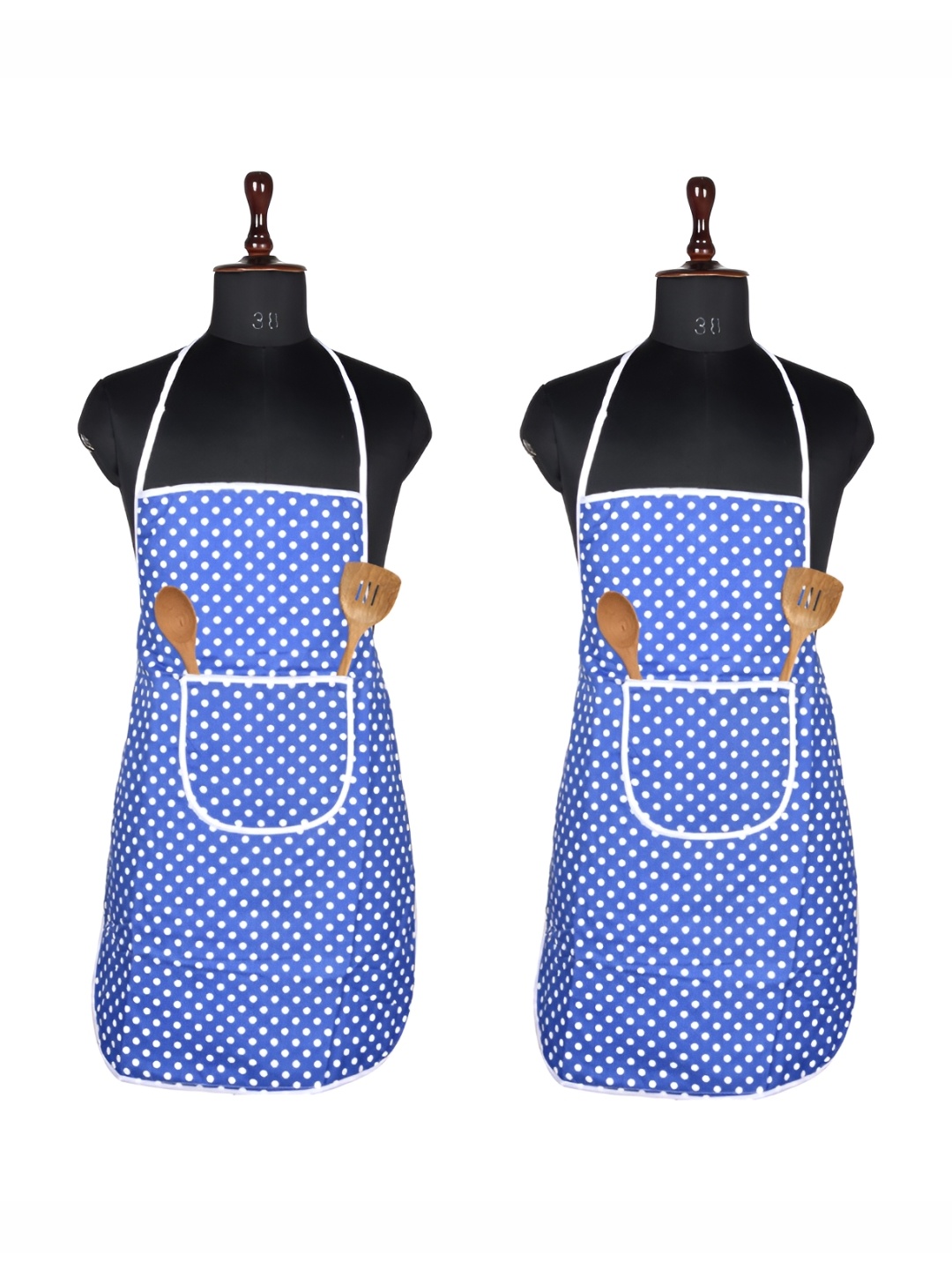 

Aura Blue & White 2 Pieces Polka Dots Printed Waterproof Aprons