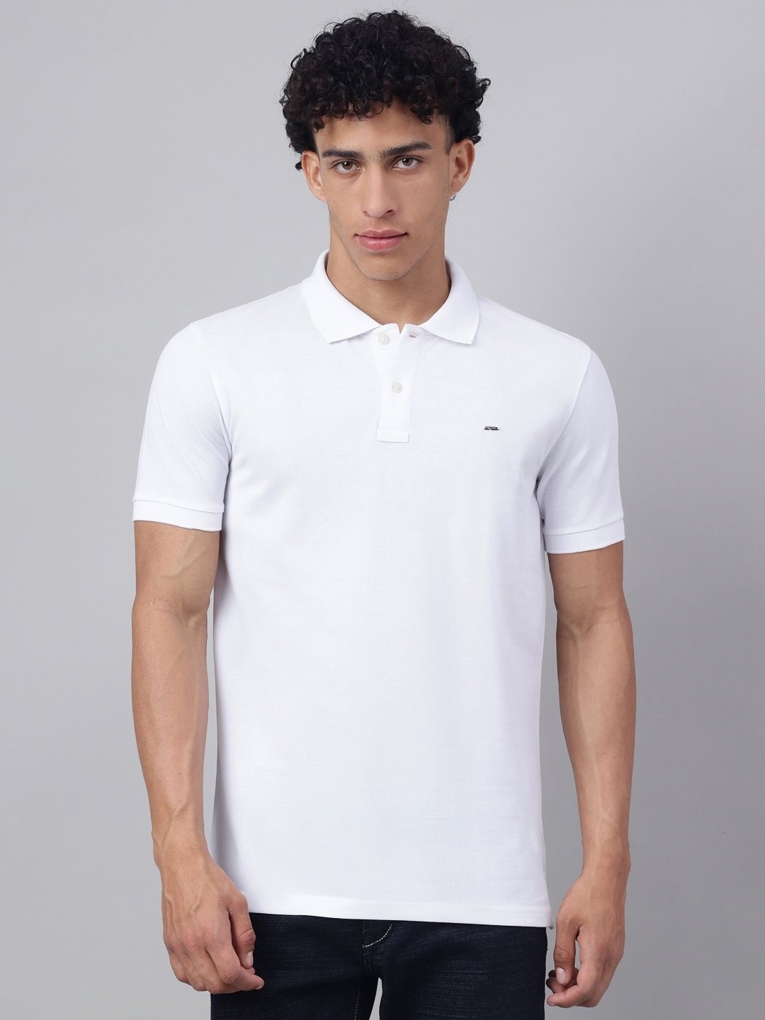 

Richlook Men Polo Collar T-shirt, White