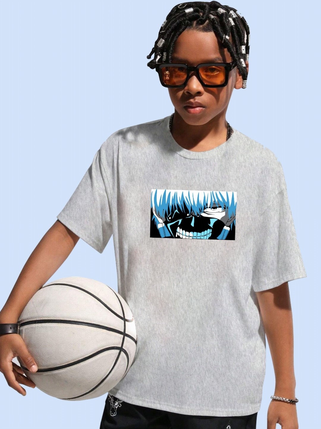 

LOCAVESTIR Boys Printed T-shirt, Grey