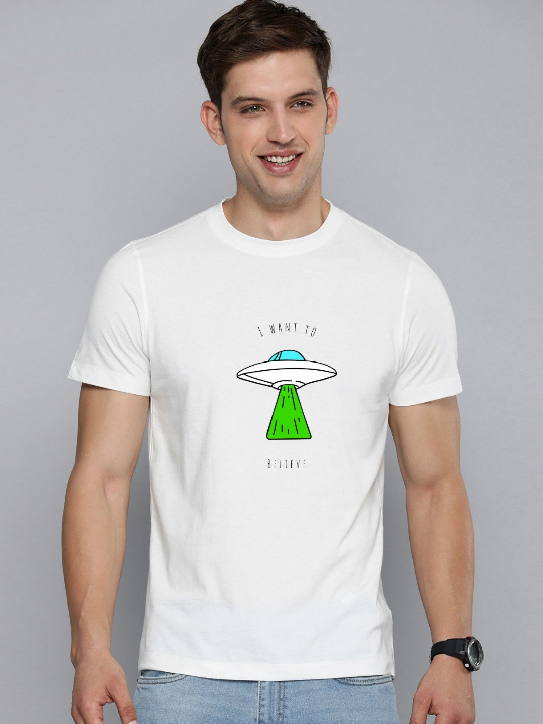 

Enciger Men Printed Applique T-shirt, White