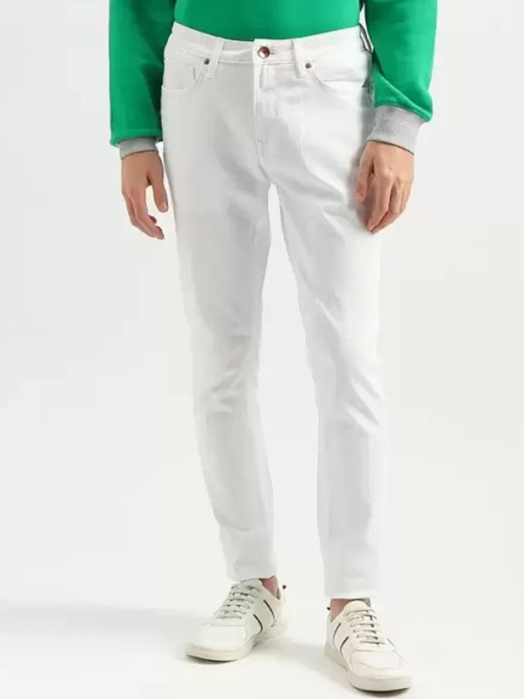 

LINARIA Men Classic Slim Fit Mid-Rise Clean Look Coloured Stretchable Jeans, White