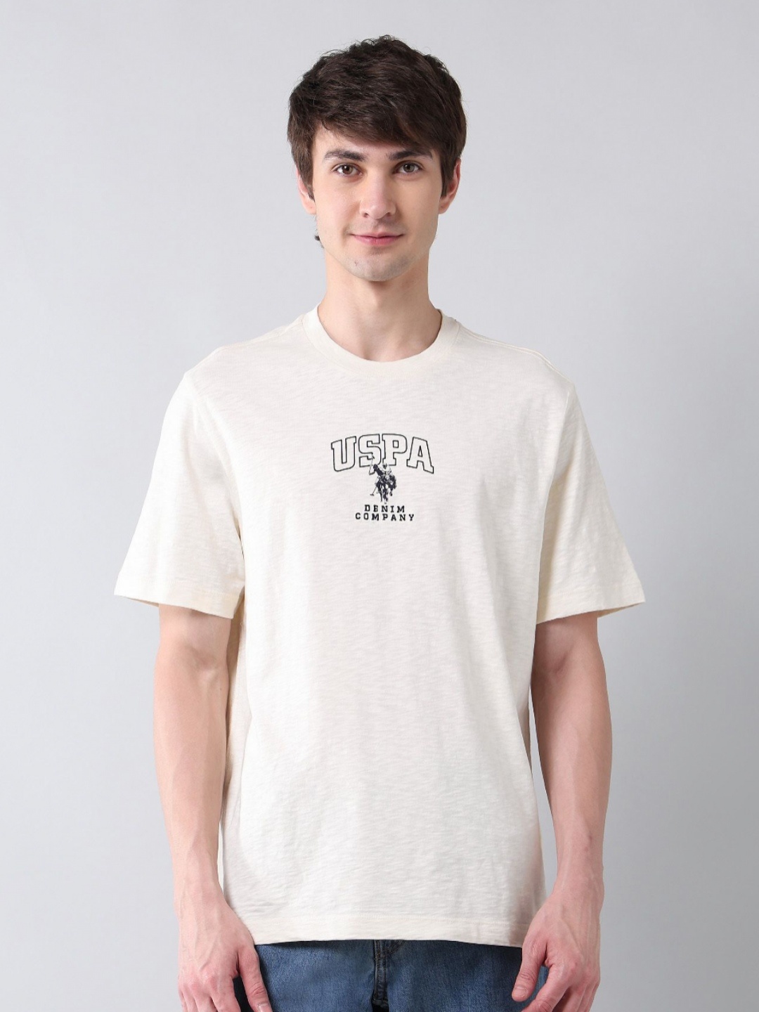 

U.S. Polo Assn. Denim Co. Men Brand Logo Printed T-shirt, White