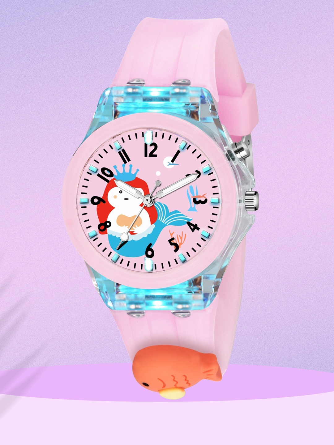 

SWADESI STUFF Kids Dial & Bracelet Style Straps Analogue Watch MULTI FISH, Pink