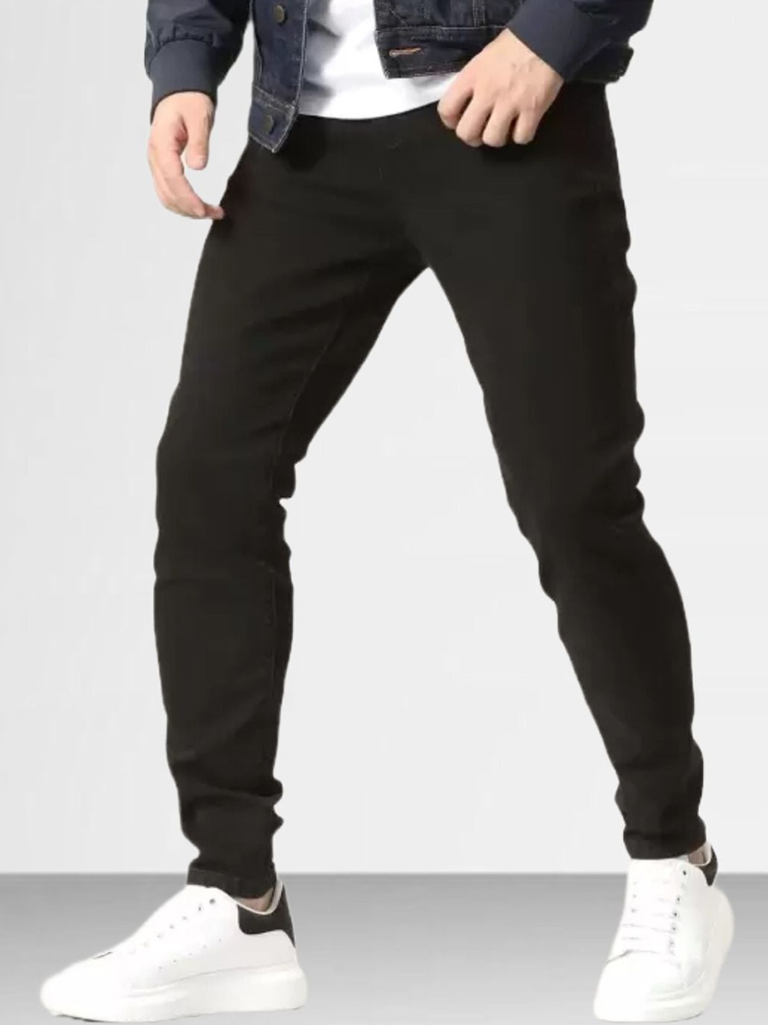 

LINARIA Men Classic Mid-Rise Clean Look Slim Fit Stretchable Jeans, Black