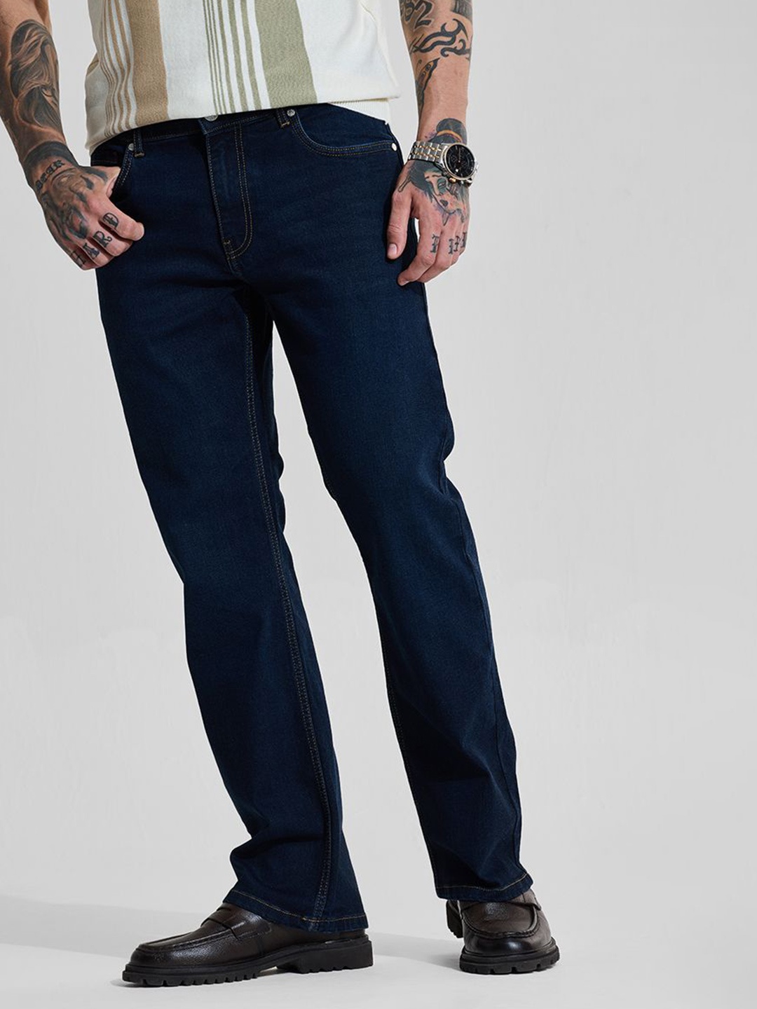 

Snitch Men Bootcut Stretchable Jeans, Navy blue