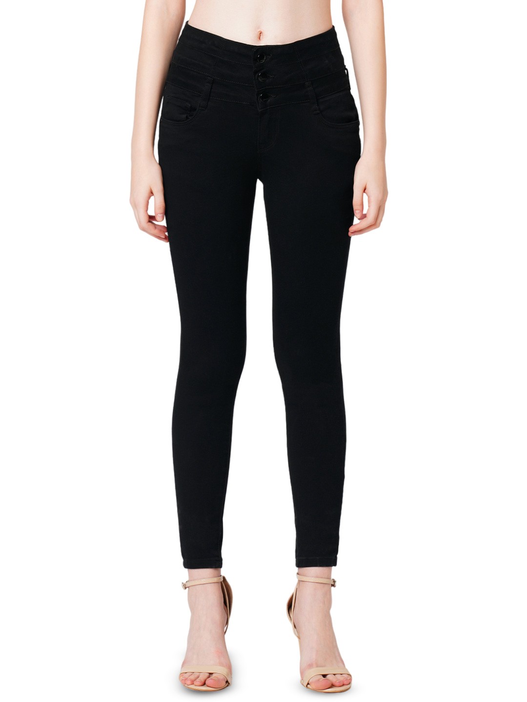 

Kraus Jeans Women Skinny Fit High-Rise Jeans, Black