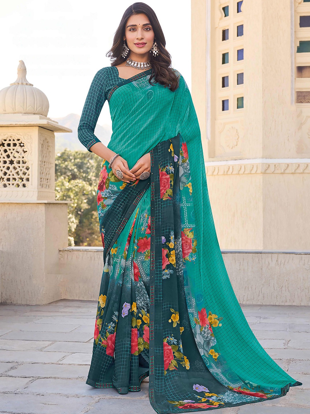 

Laxmipati Floral Printed Saree, Blue