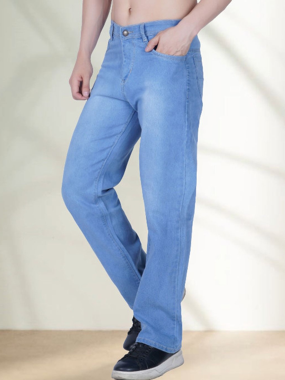 

LINARIA Men Classic Relaxed Fit Light Fade Cotton Jeans, Blue