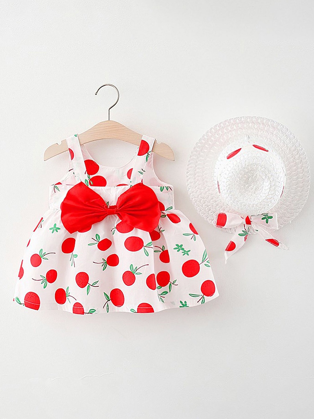 

LULU & SKY Girls Polka Dot Printed Fit & Flare Dress, Red