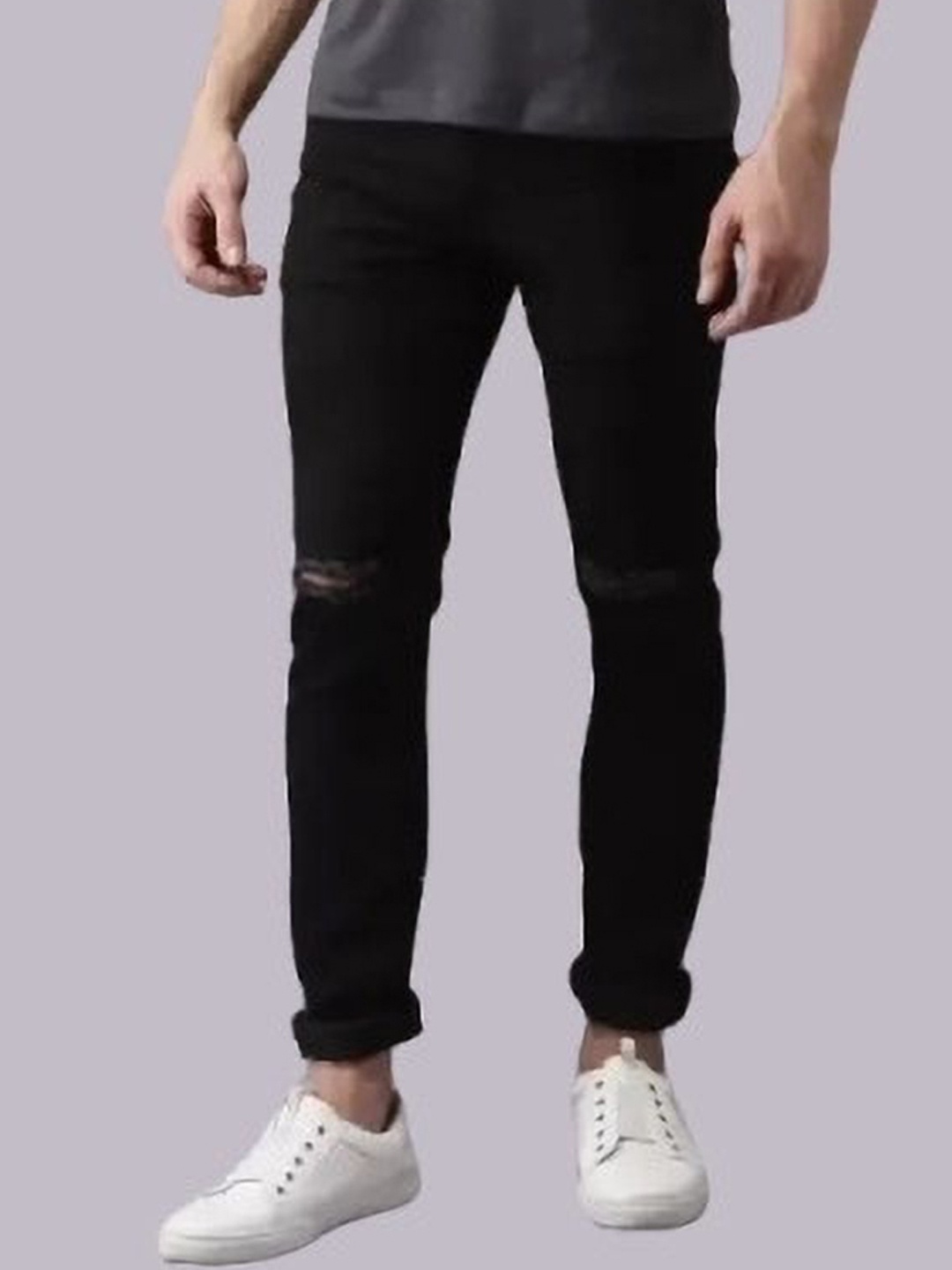 

LINARIA Men Classic Slash Knee Jeans, Black
