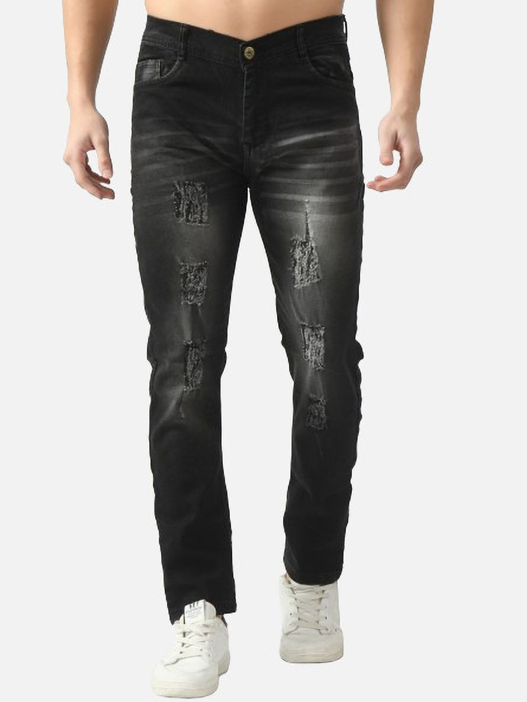 

LINARIA Men Classic Slim Fit Mildly Distressed Jeans, Grey