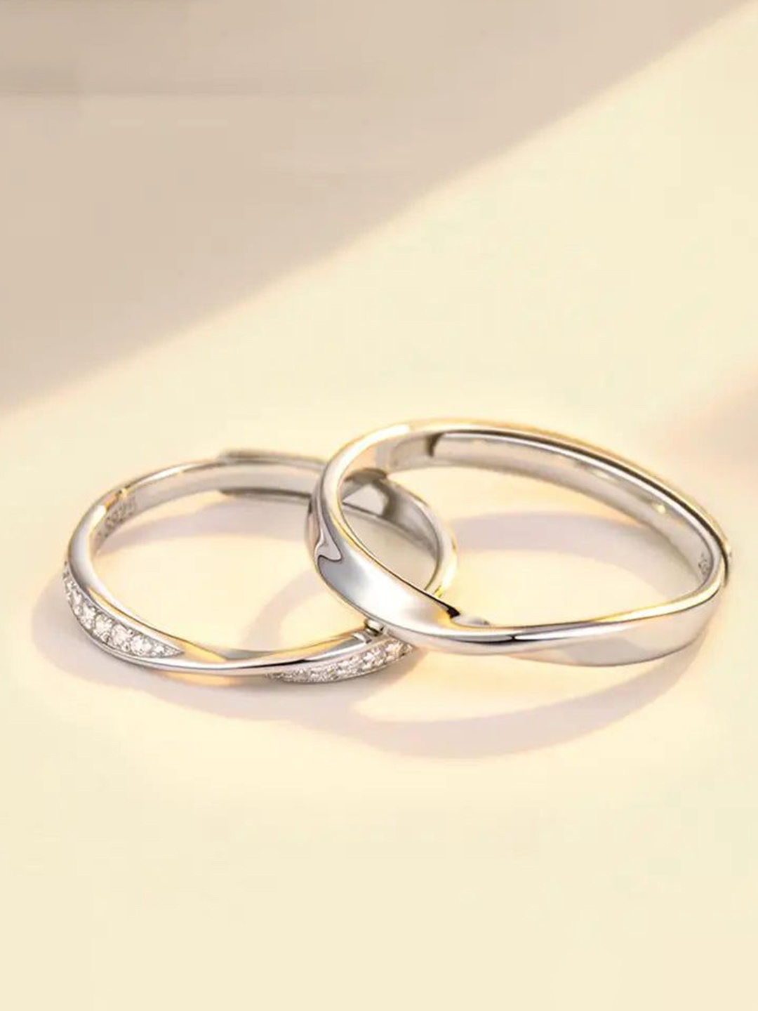 

AGARWALPRODUCT Set Of 2 Silver Plated Couple Finger Rings Adjustable Ring