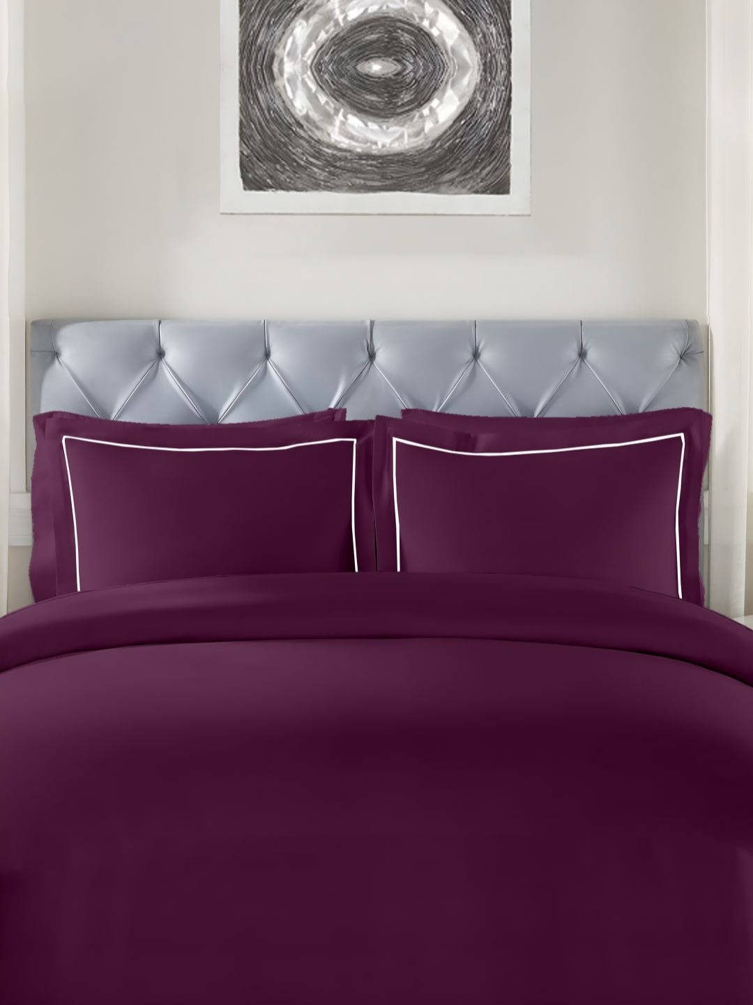 

Enchant Home Elegance Purple & White 250 TC Pure Cotton King Bedsheet Set 2.74 m x 2.74 m