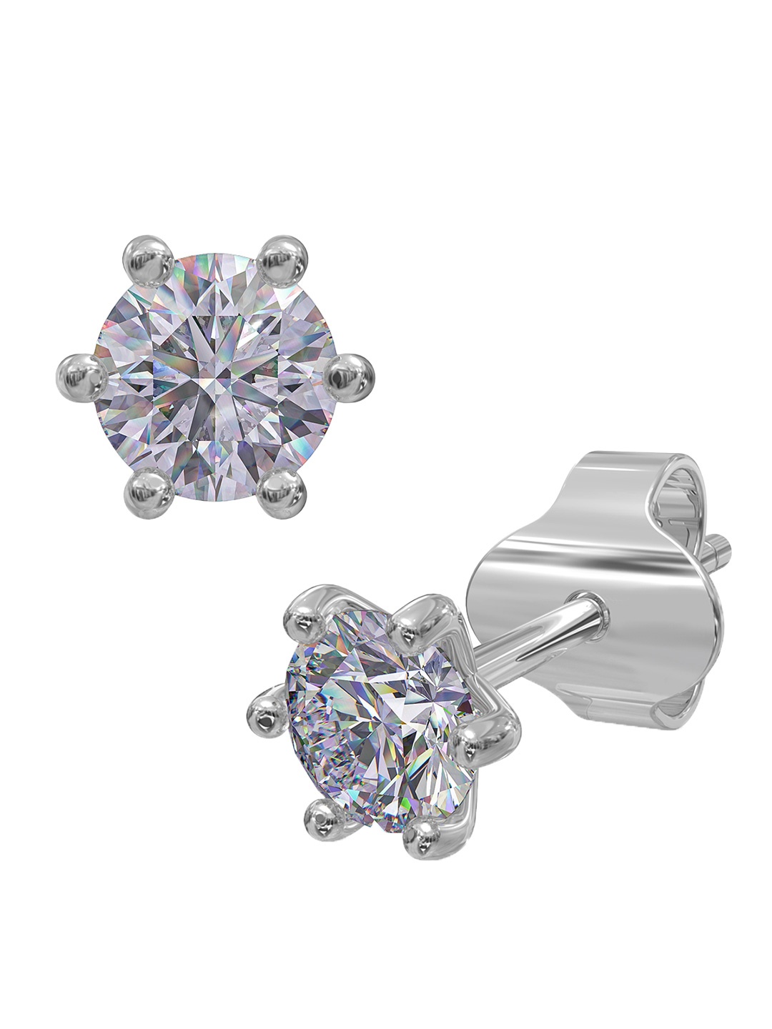 

ANAYRA 925 Sterling Silver-Plated Artificial Stone Studded Circular Shaped Studs