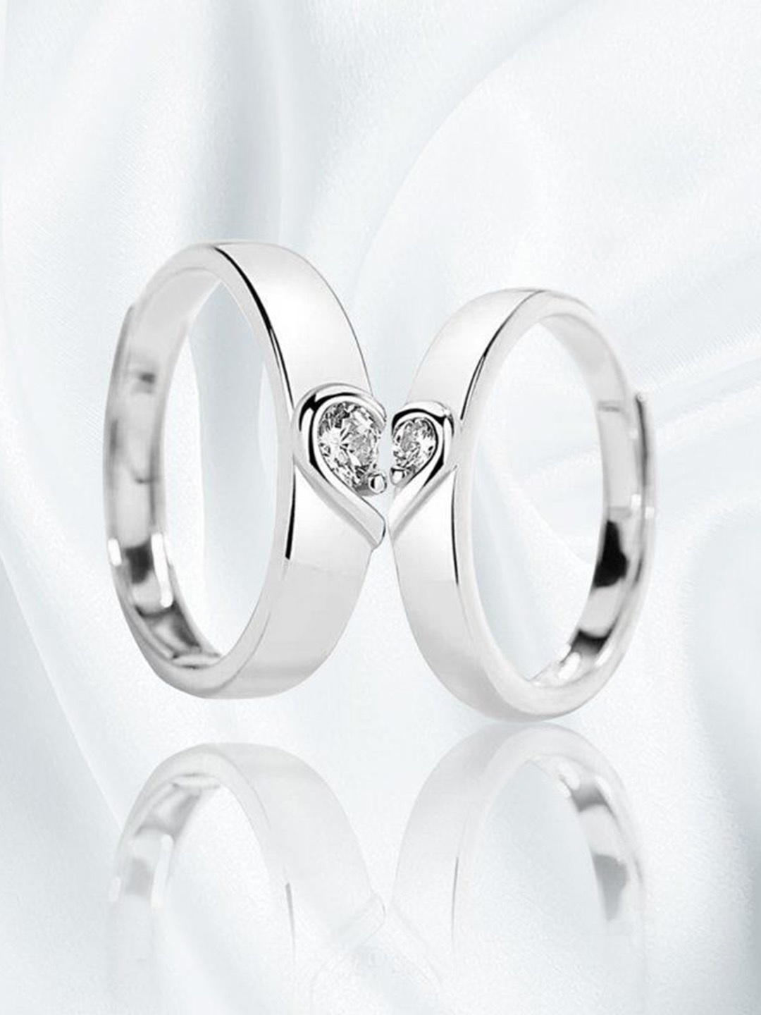 

AGARWALPRODUCT Set Of 2 Silver Plated Couple Finger Rings Adjustable Ring