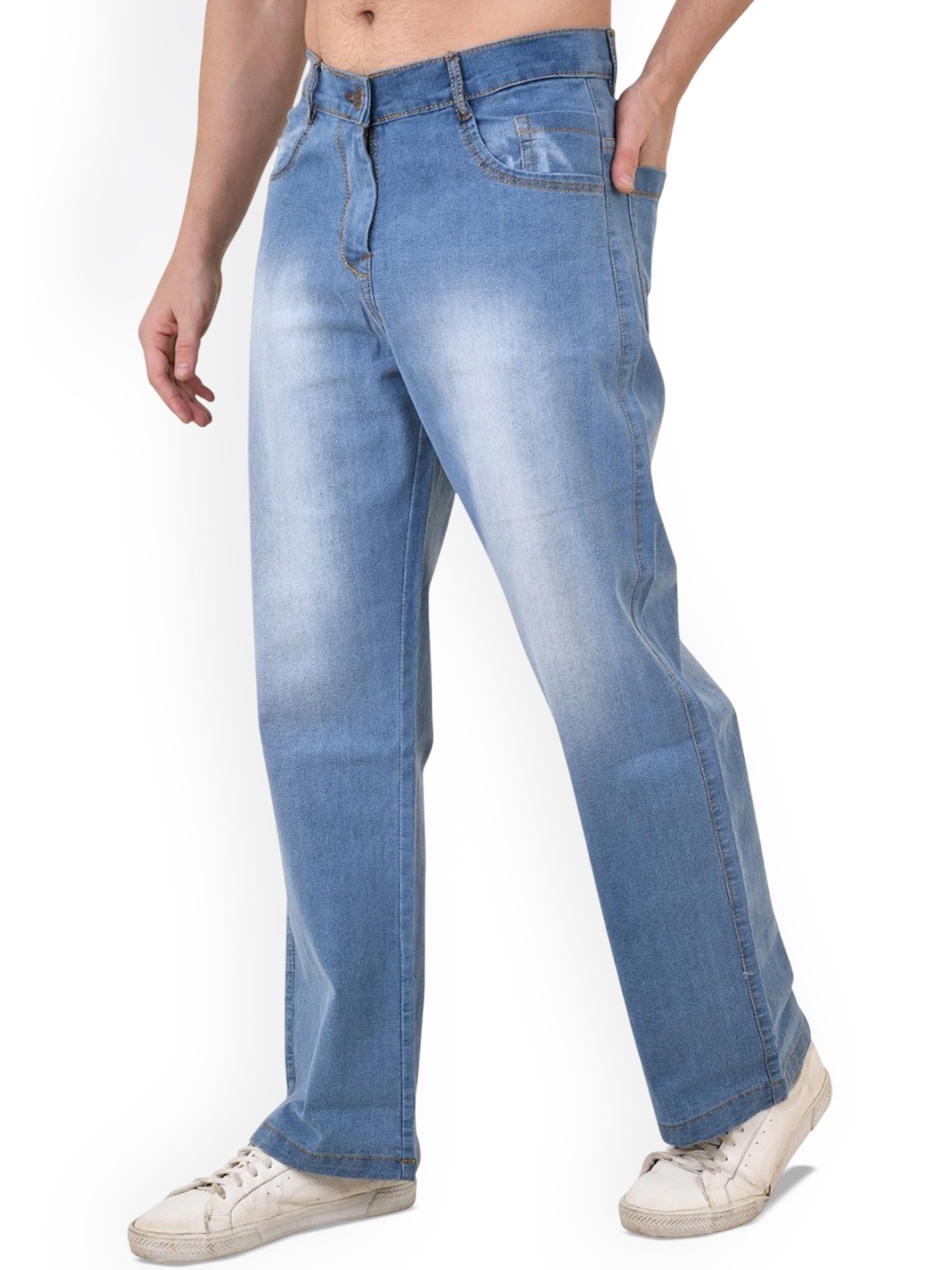 

LINARIA Men Classic Boyfriend Fit Low Distress Heavy Fade Jeans, Blue