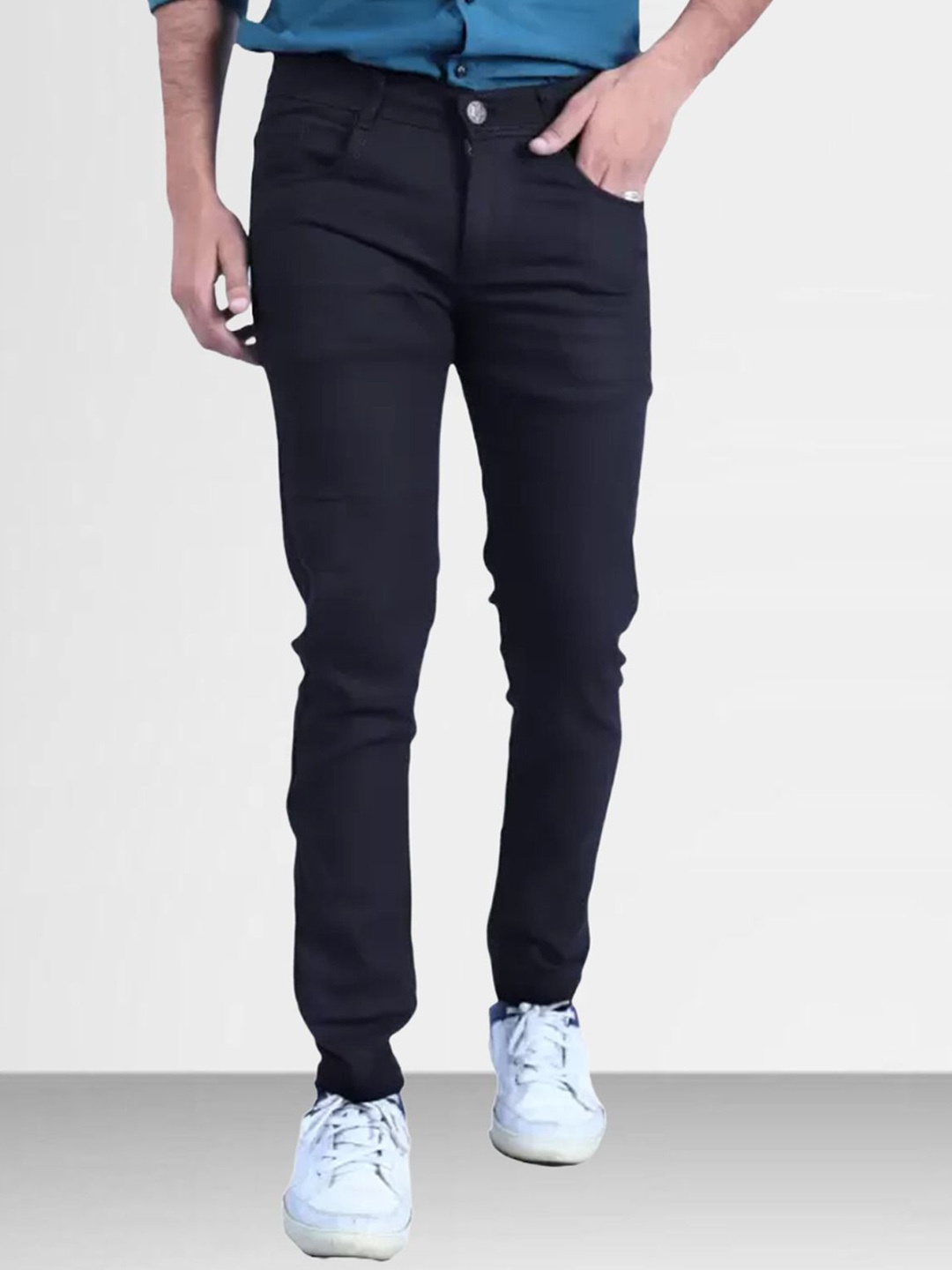

LINARIA Men Cotton Classic Slim Fit Stretchable Jeans, Black