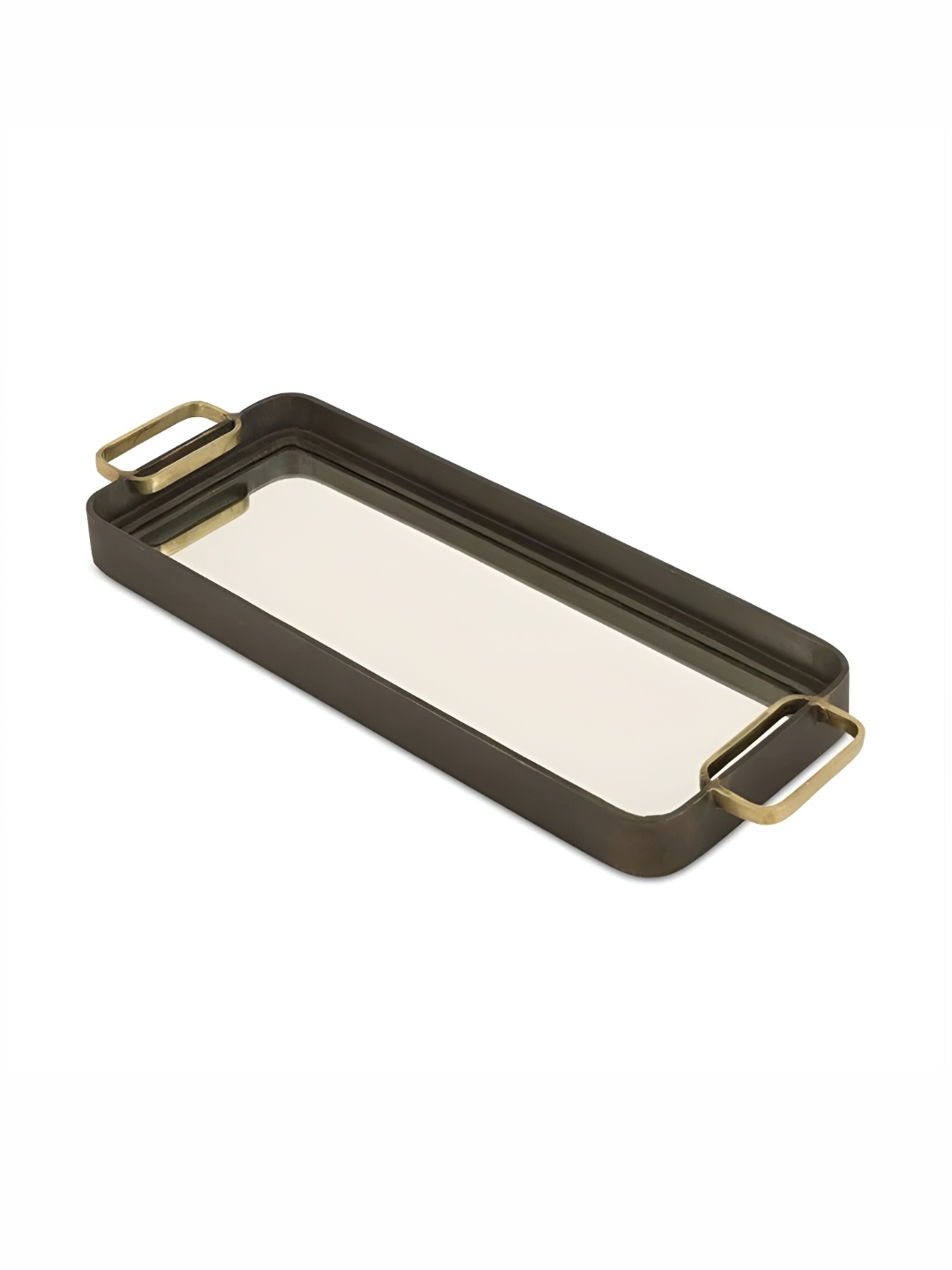 

IAAH Brown Brass & Glass Serving Tray