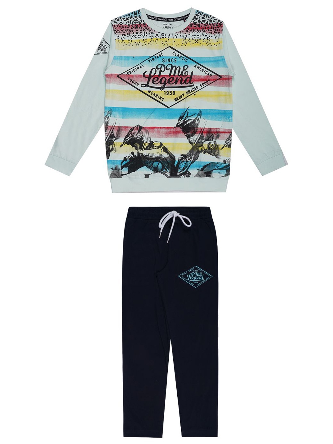 

YALZZ Boys Printed Pure Cotton T-shirt With Trousers, Blue