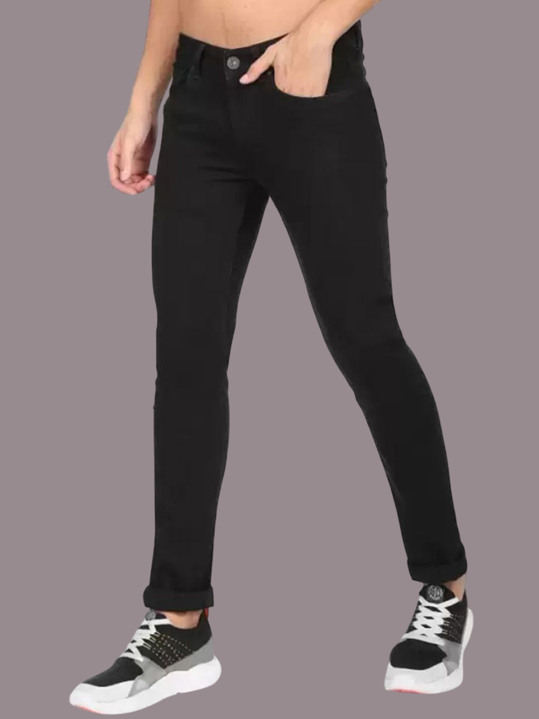 

LINARIA Men Classic Slim Fit Mid-Rise Stretchable Jeans, Black