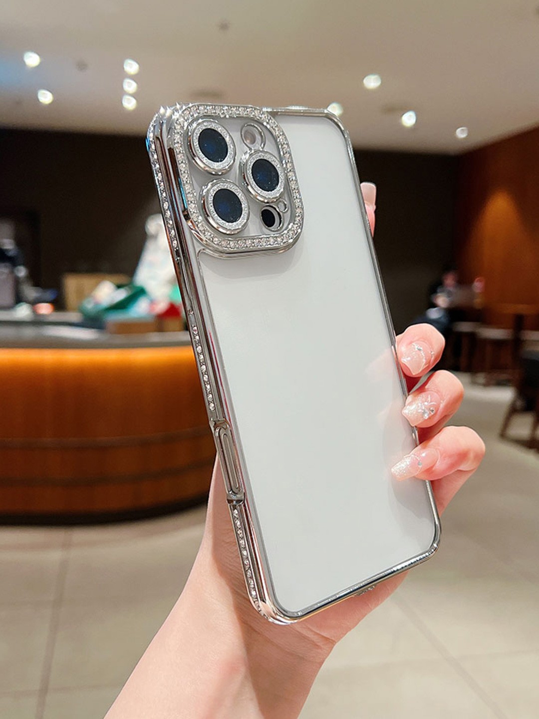 

Luxury Kase Sparkling Bling Diamond Camera Protection iPhone 16 Pro Max Back Case, Transparent